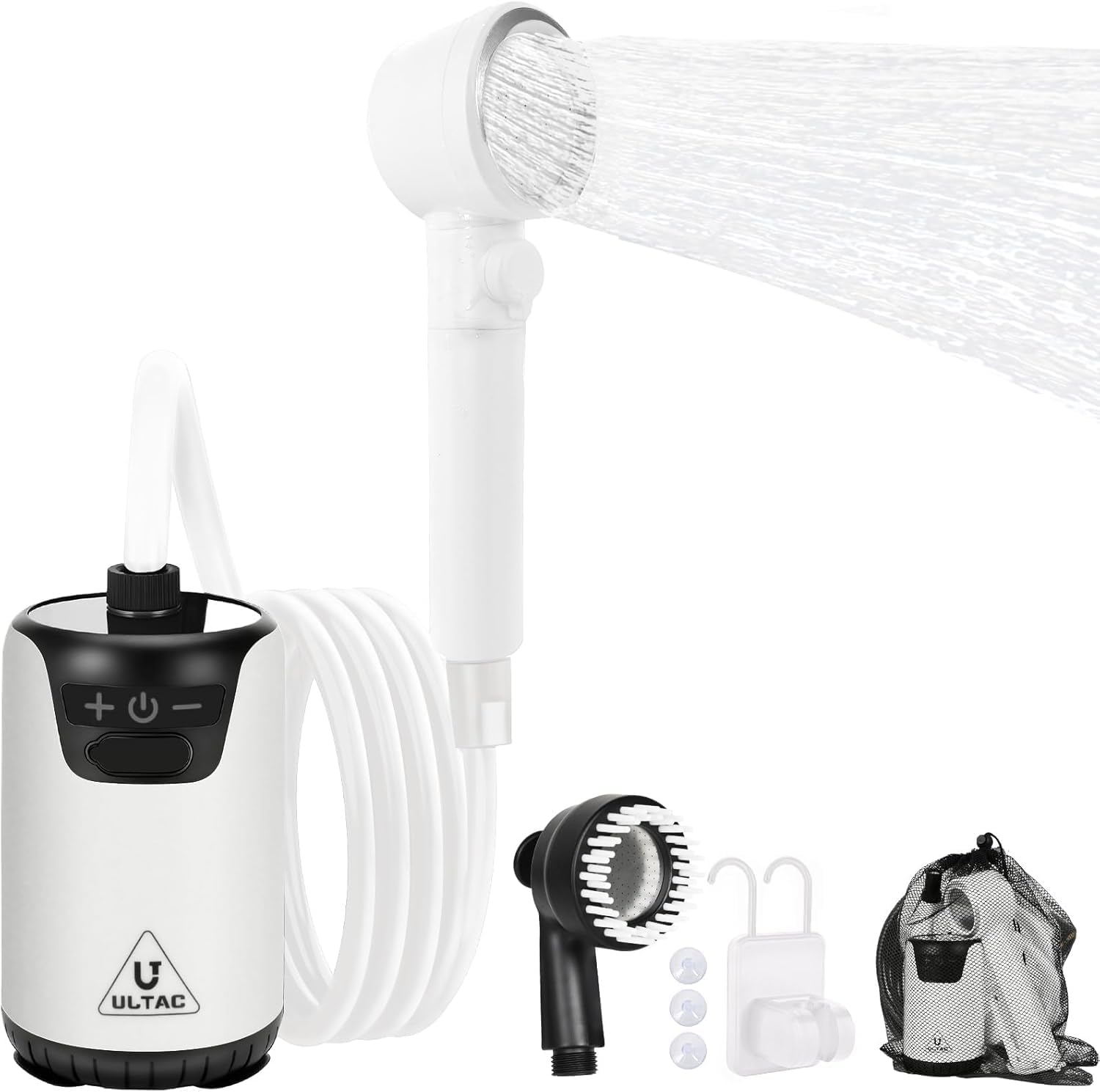 Portable Rechargeable Outdoor Shower with LED Light (White)