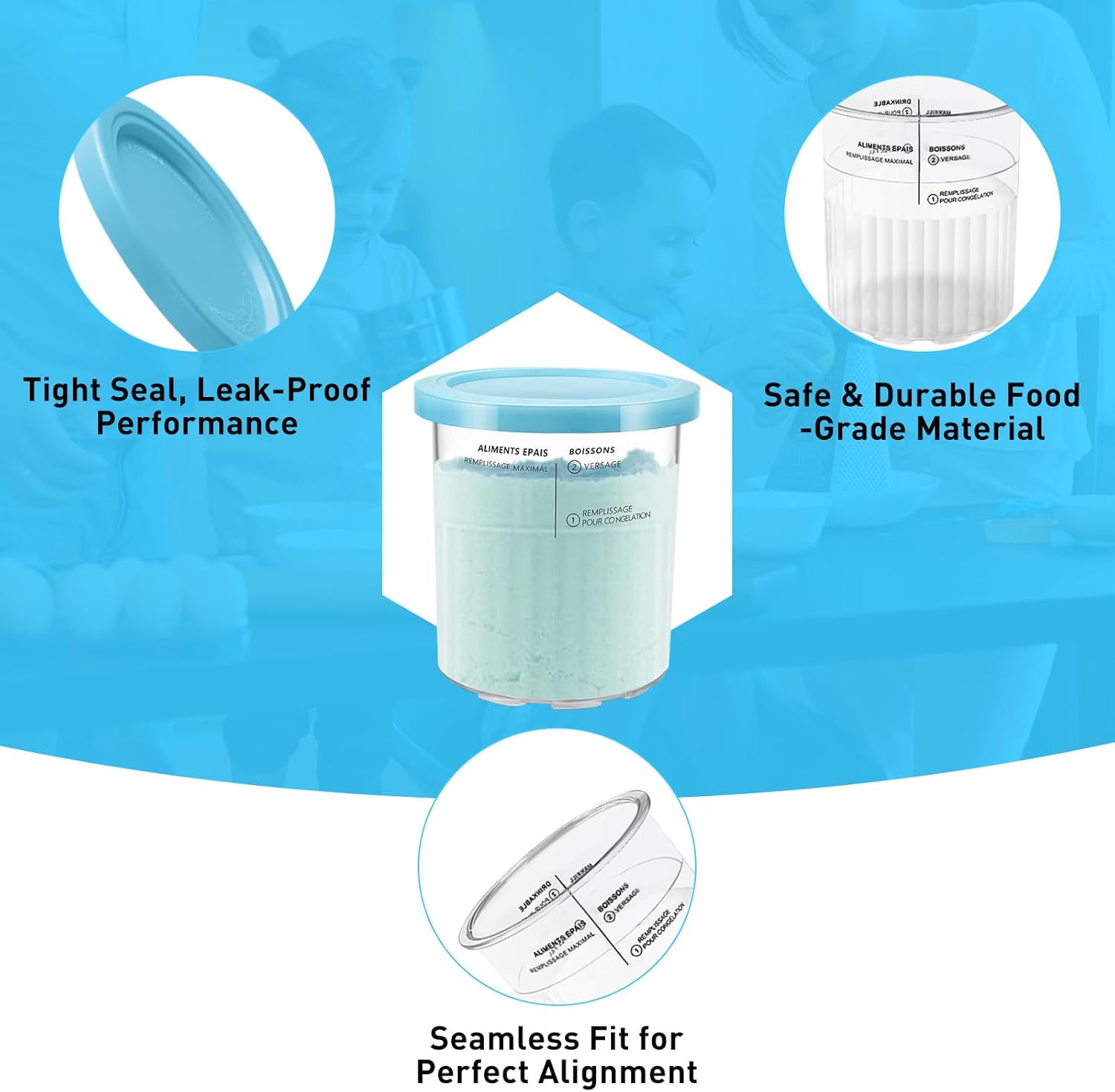 Creami Deluxe Pints and Lids for Ninja NC501 NC500 Series