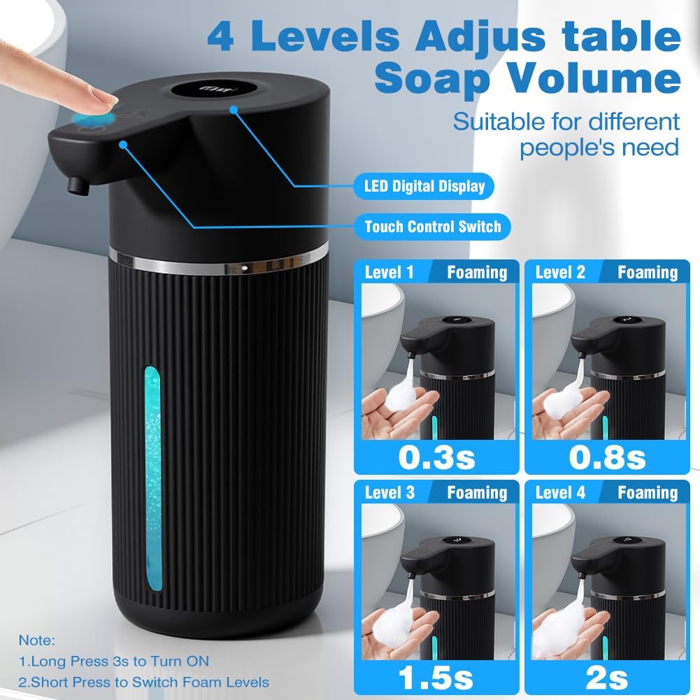 Touchless Automatic Soap Dispenser with Display(Foam Black)