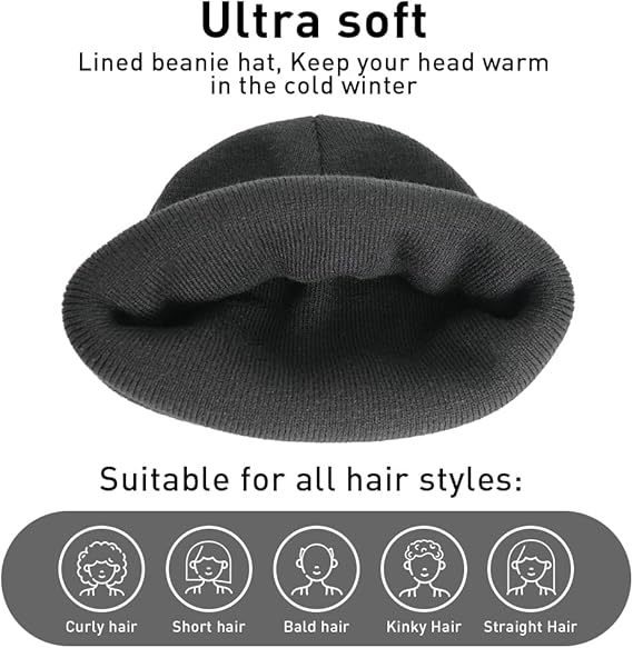 Unisex Knit Winter Beanie Hat(Black)
