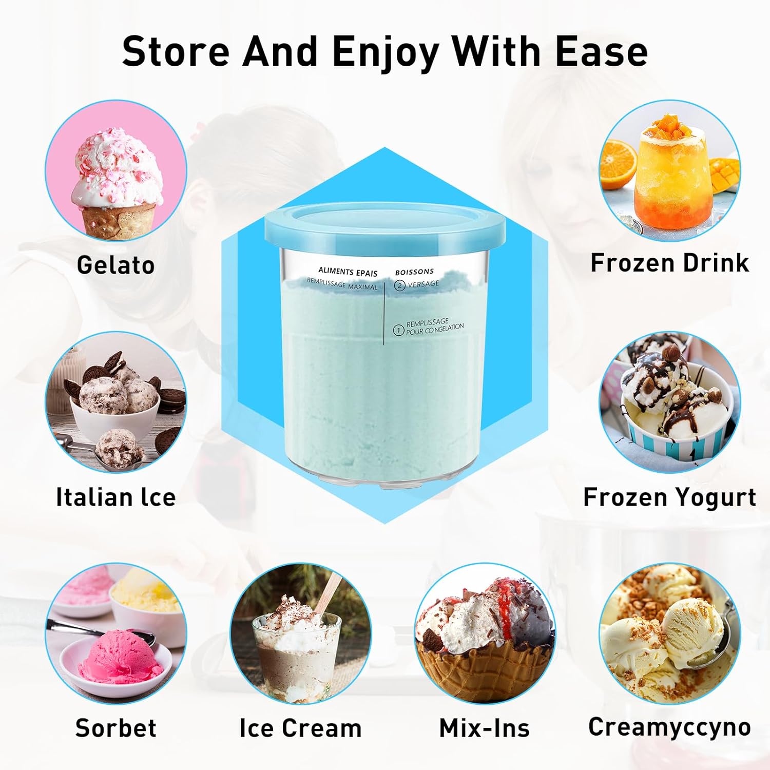 Creami Deluxe Pints and Lids for Ninja NC501 NC500 Series