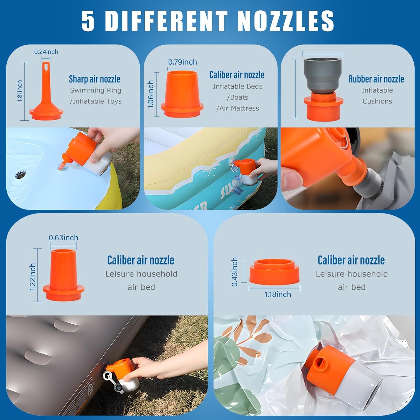 Portable Electric Air Pump with Camping Light(Orange)