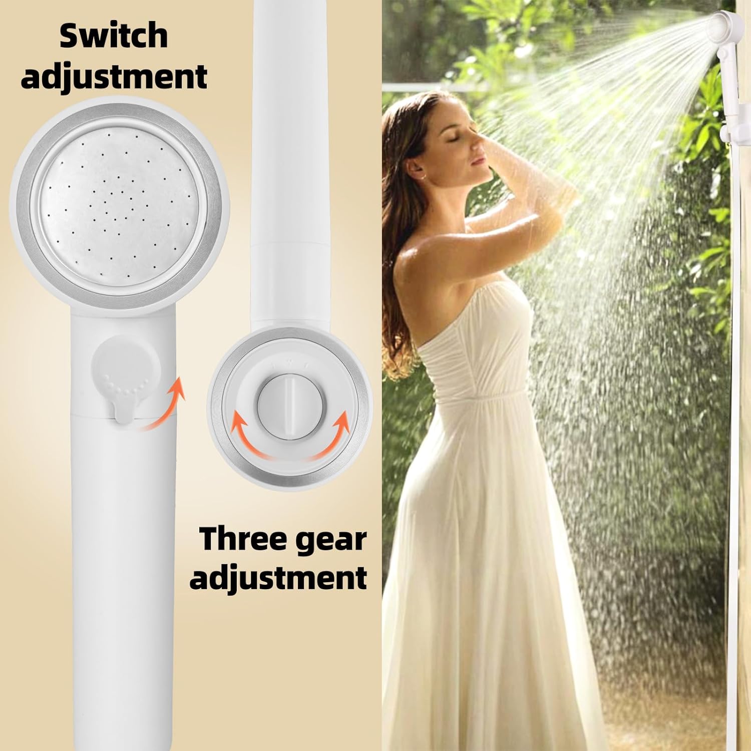 Portable Rechargeable Outdoor Shower with LED Light (White)
