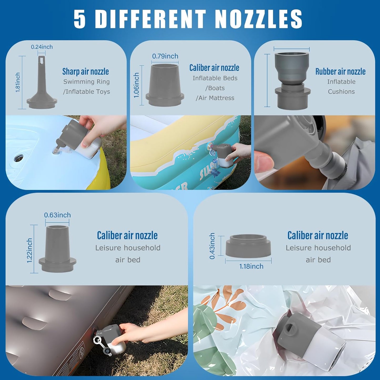 Portable Electric Air Pump with Camping Light(Gray)