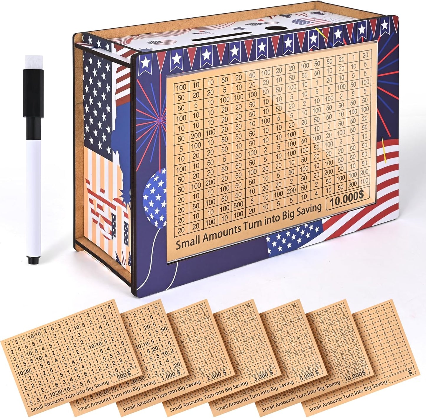 10K Challenge Wooden Money Saving Box(Colourful)