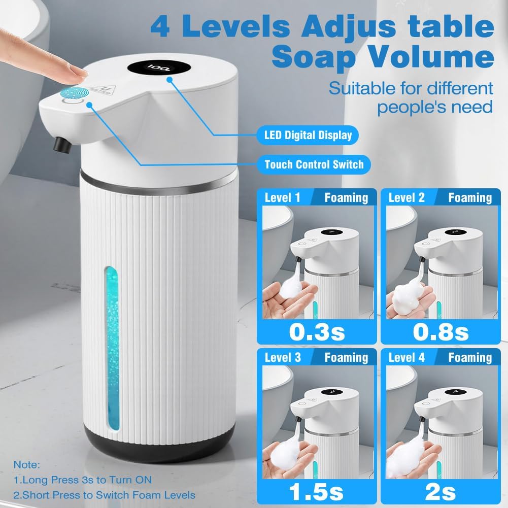 Touchless Automatic Soap Dispenser with Display(Foam White)