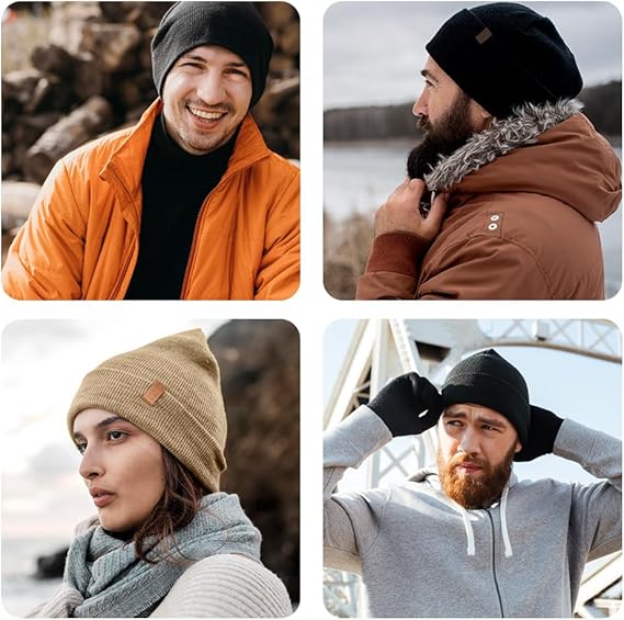 Unisex Knit Winter Beanie Hat(Black)