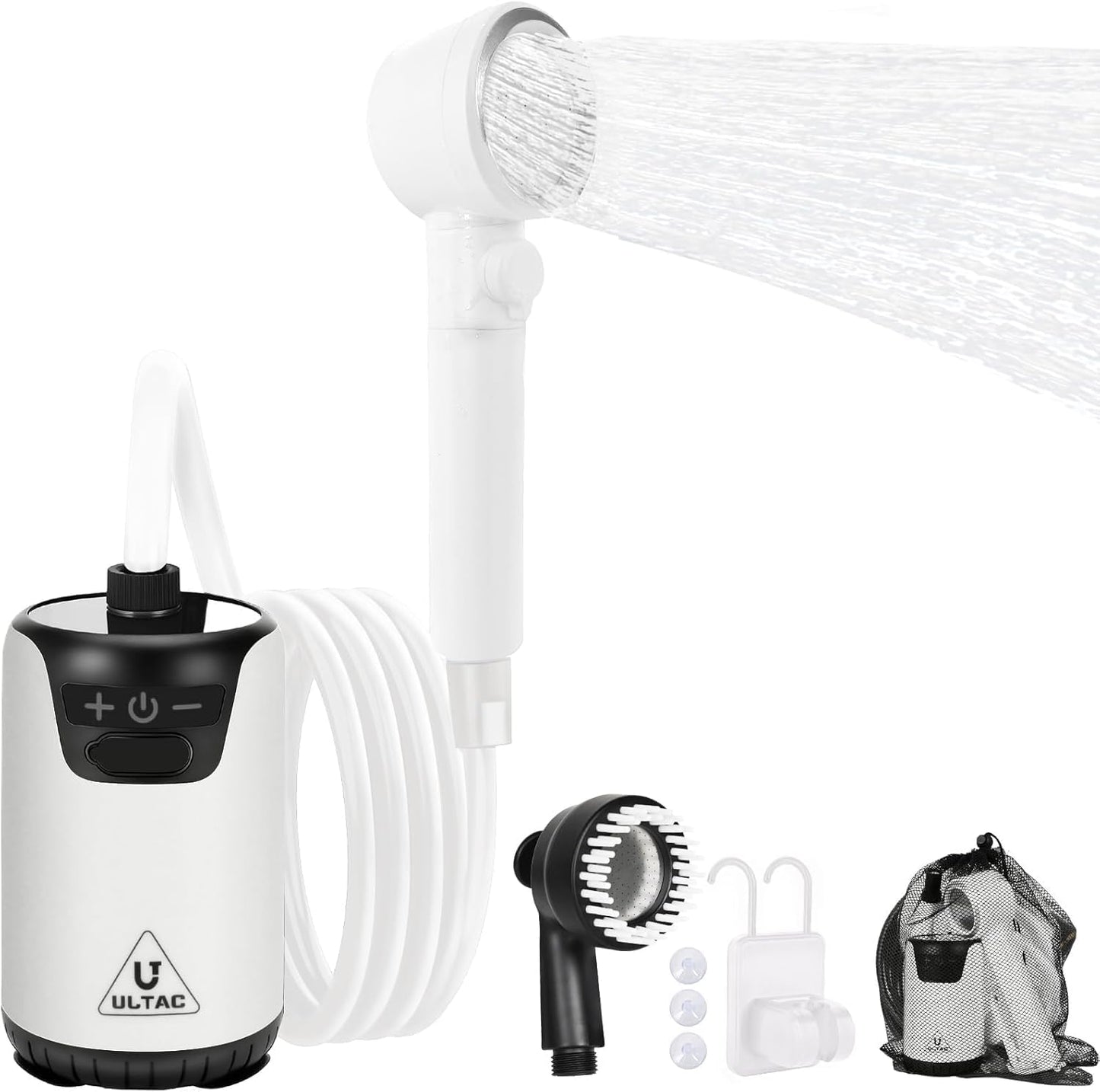 Portable Rechargeable Outdoor Shower with LED Light (White)