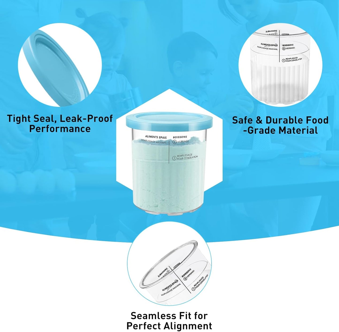 Creami Deluxe Pints and Lids for Ninja NC501 NC500 Series