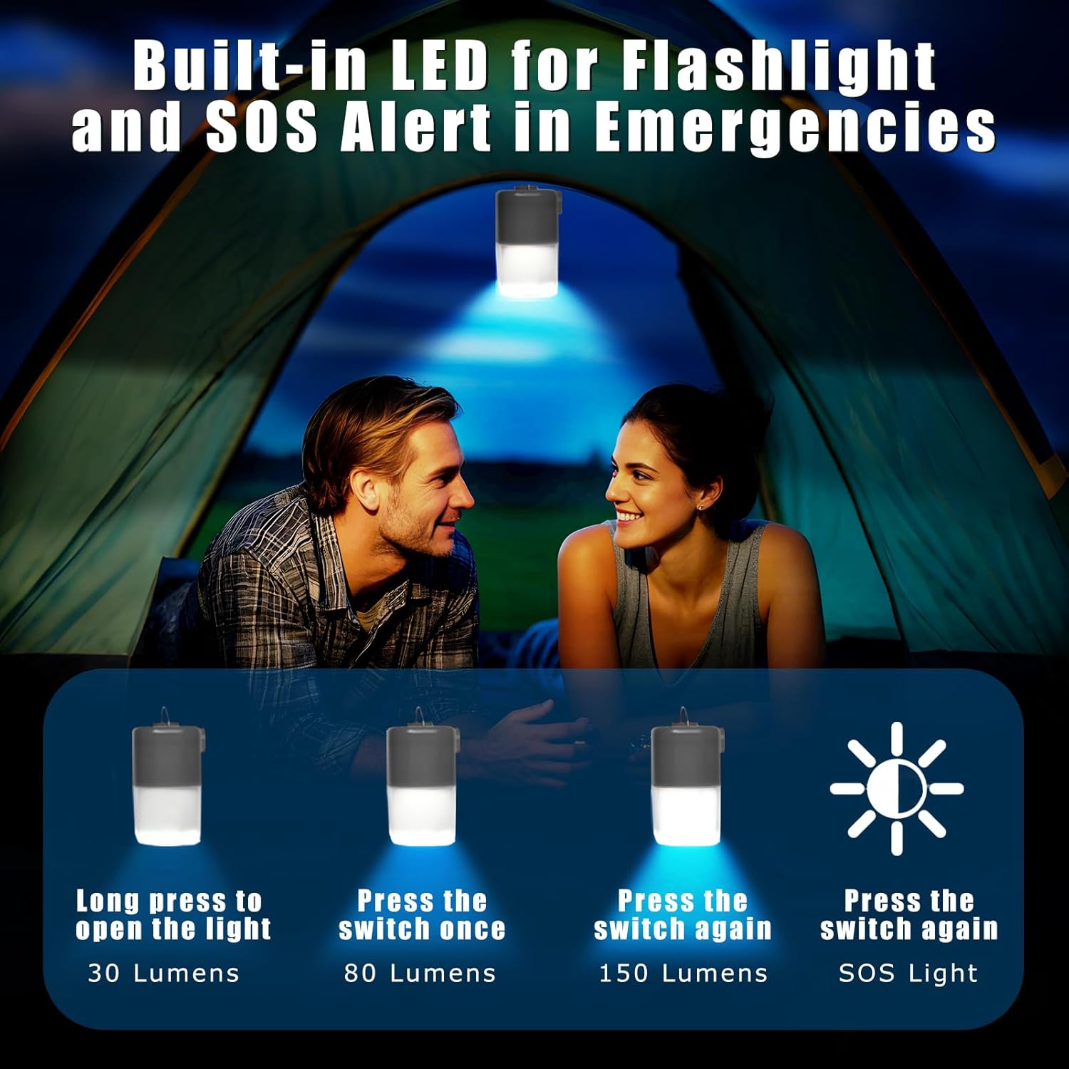 Portable Electric Air Pump with Camping Light(Gray)