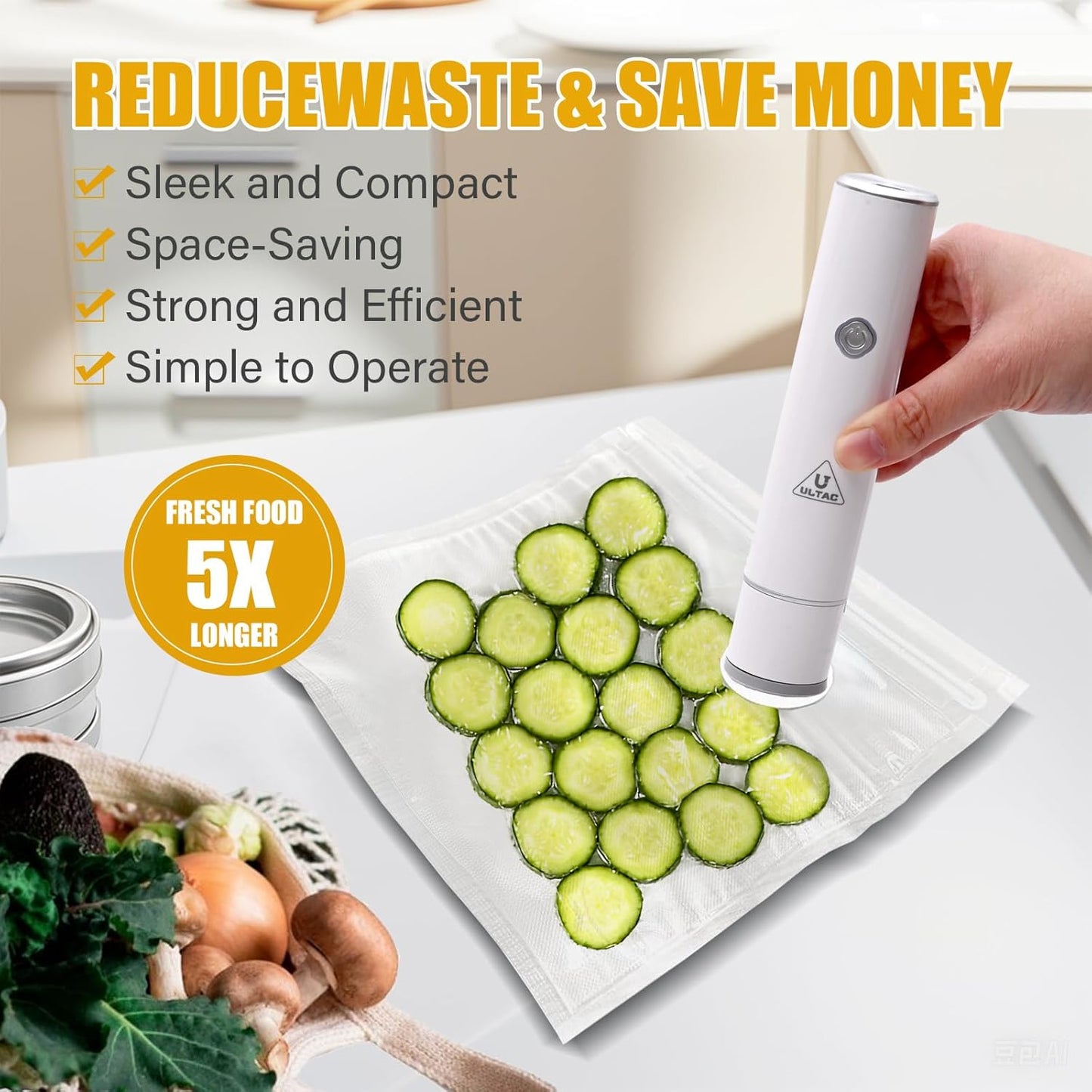 Handheld Vacuum Sealer for Food Storage(Chef"s Kit-10 Bags)