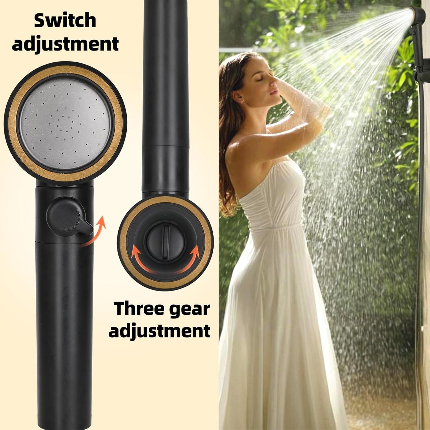 Portable Rechargeable Outdoor Shower with LED Light (Orange)