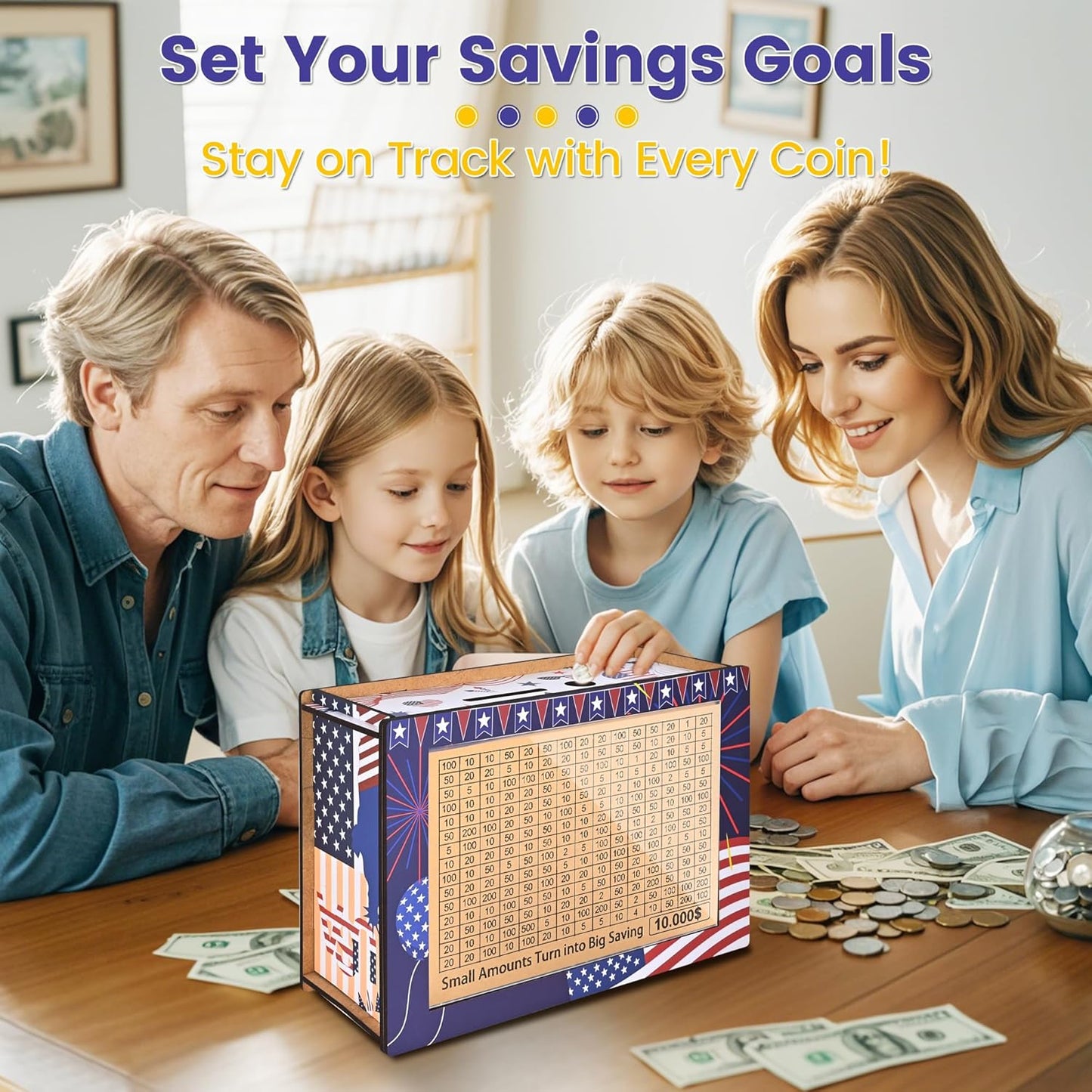 10K Challenge Wooden Money Saving Box(Colourful)