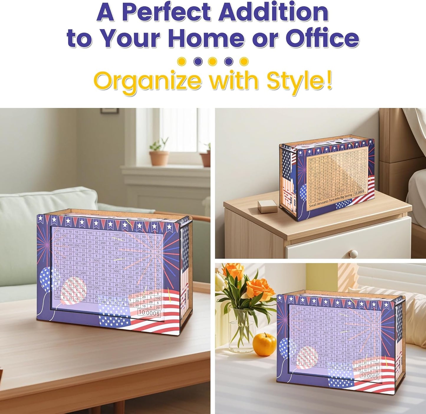 10K Challenge Wooden Money Saving Box(Colourful)