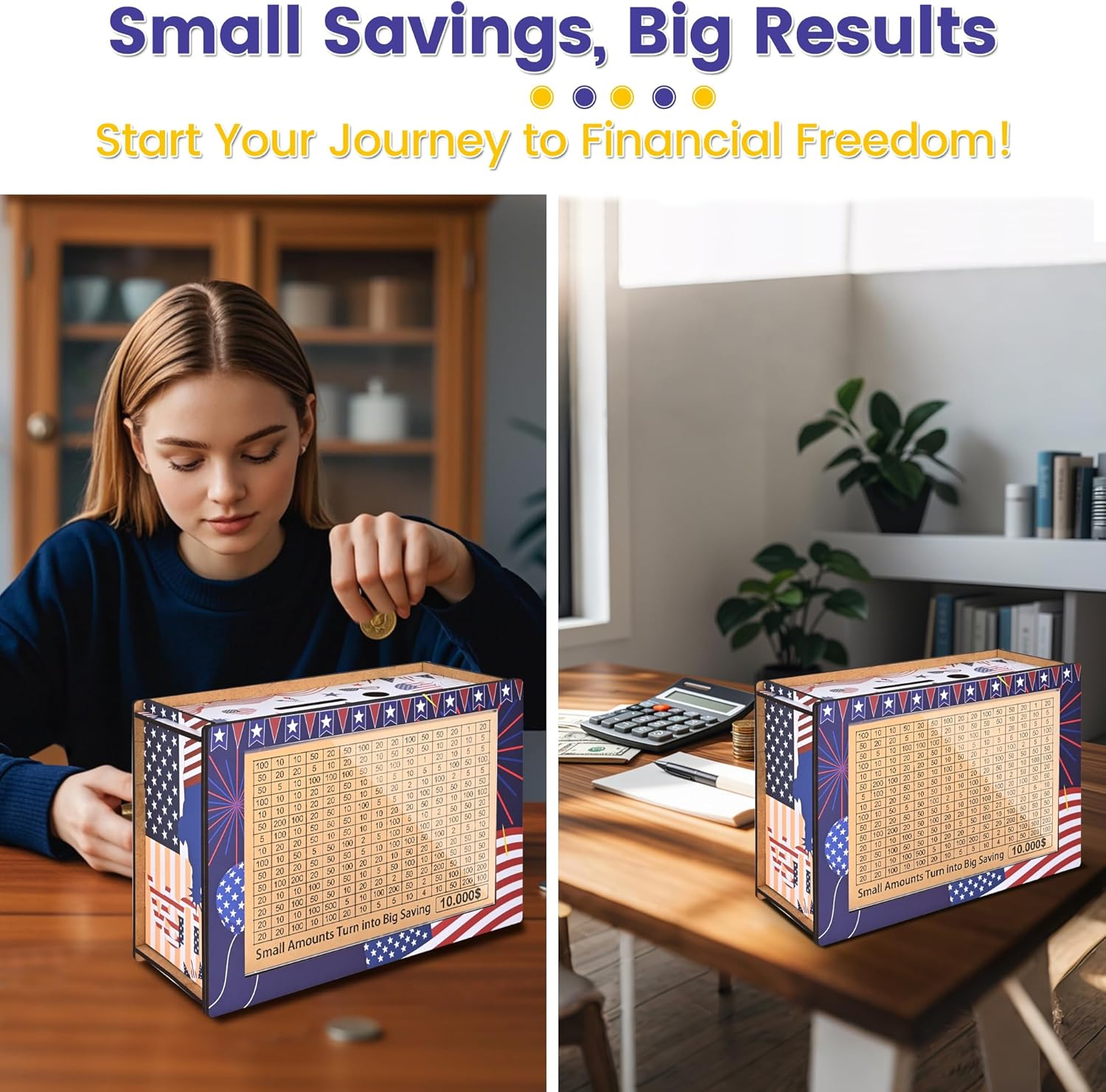 10K Challenge Wooden Money Saving Box(Colourful)