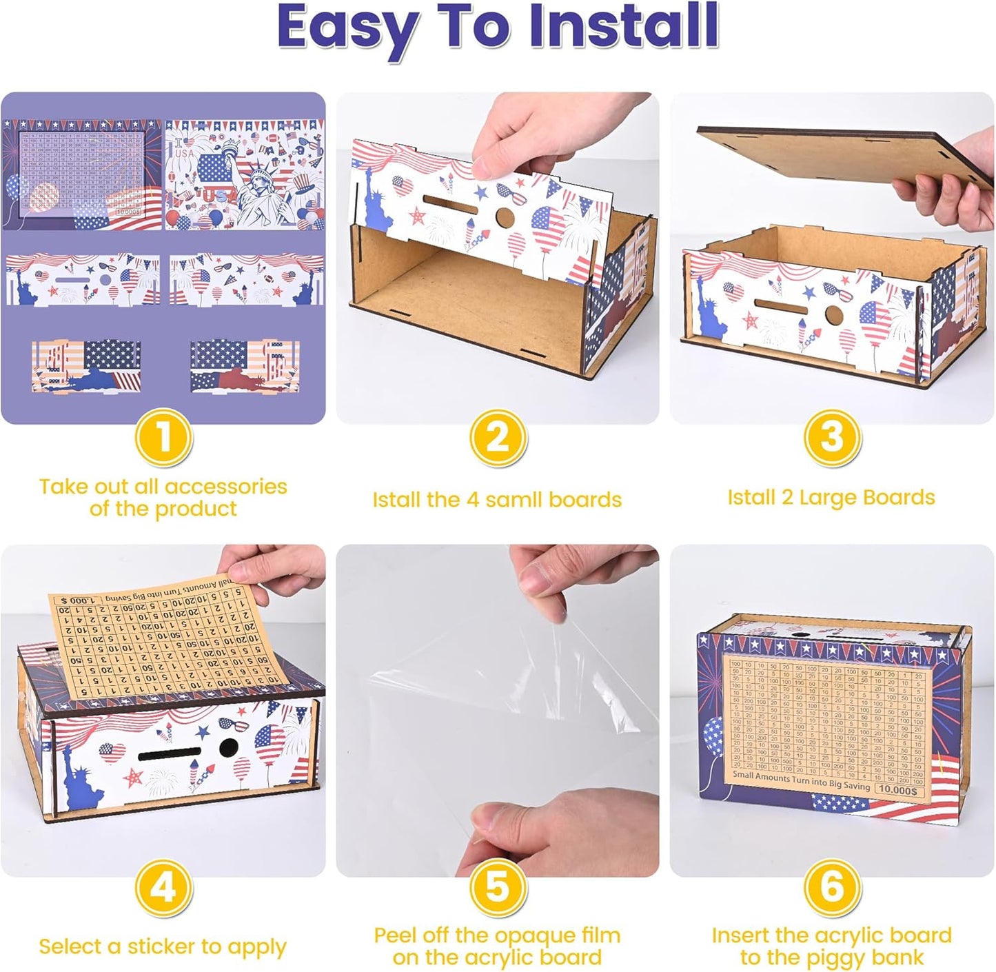 10K Challenge Wooden Money Saving Box(Colourful)