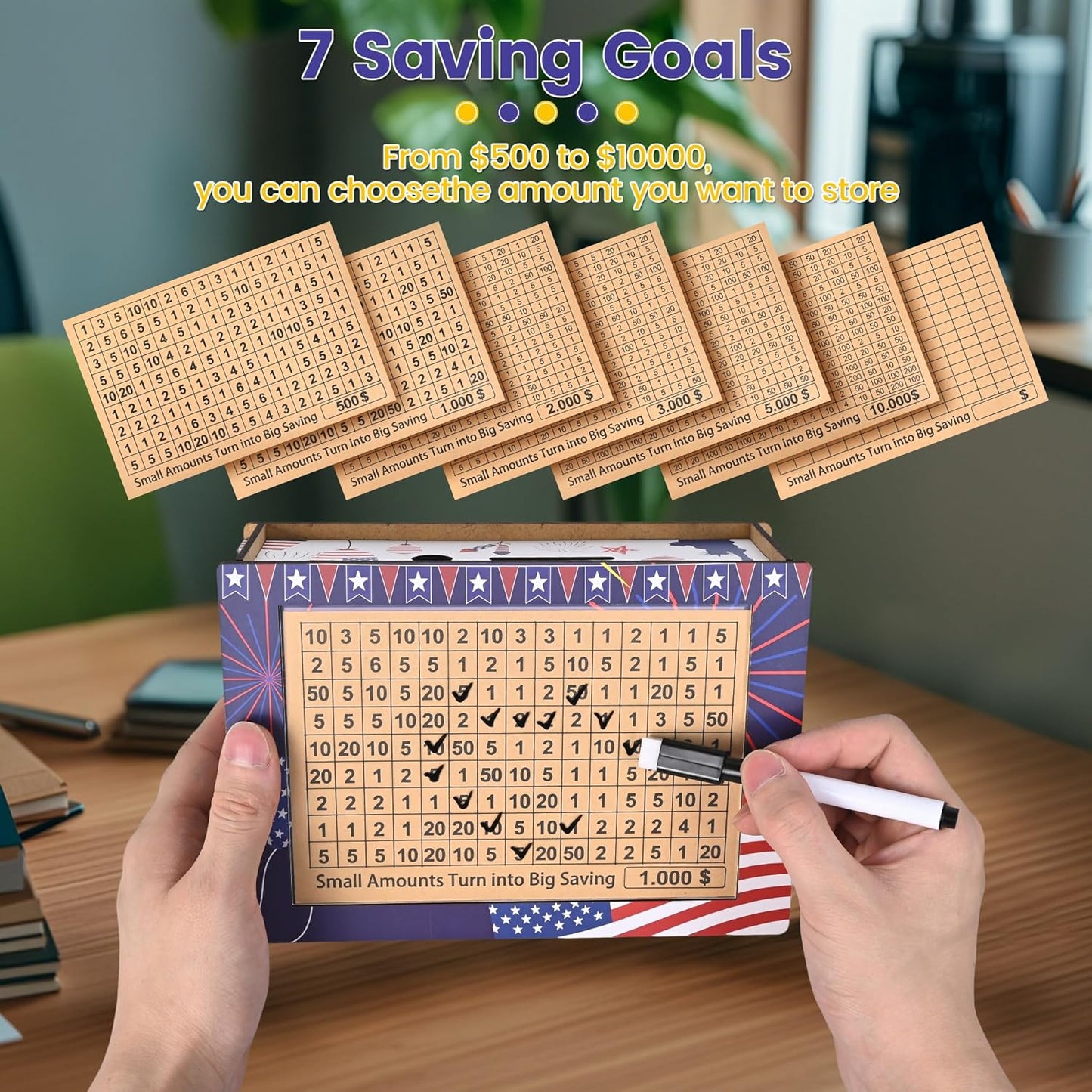 10K Challenge Wooden Money Saving Box(Colourful)